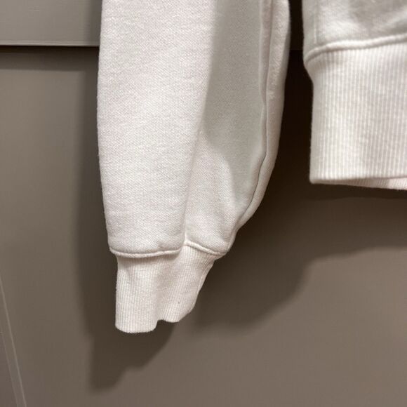 the North Face Hoodie Sweatshirt Women Sz. XS White Green Logo Cotton Pockets - Picture 2 of 14